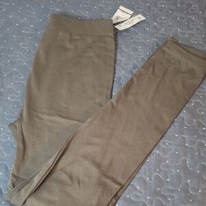 Planet Gold Charcoal Gray Fleece Leggings size large NWT